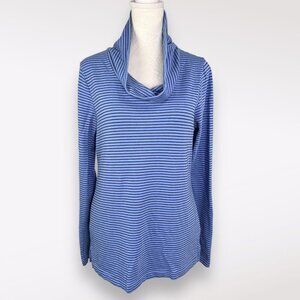 Lands’ End Blue Black Striped Cowl Neck Long Sleeve Top XS